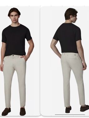 ***Project Raw Classic  Fit Bungee Melange Textured Chinos in Light Blue/green